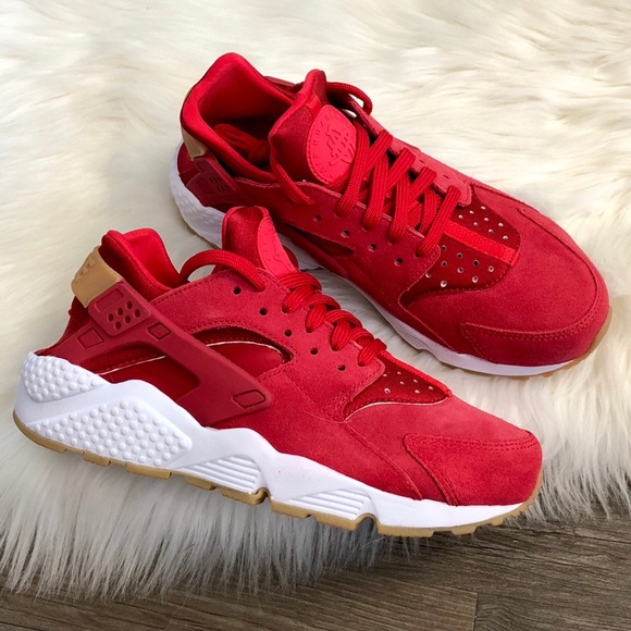 Brand New Nike Air Huarache Run Suede Red + Gum - Picture 4 of 5